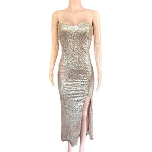 Jump Apparel Metallic Sequins Strapless Petite Junior's Dress Gown Size 1/2